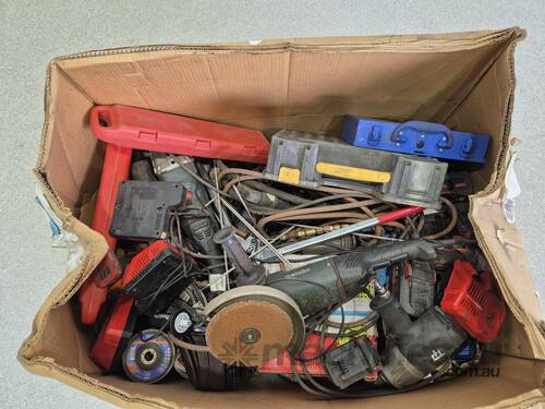 Box of power tools and other tooling