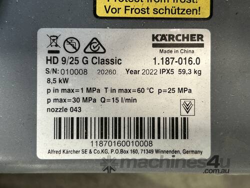 2022 Karcher HD 9/25 G Classic 4.2kW 4351PSI 15l/min Professional Petrol Pressure Washer