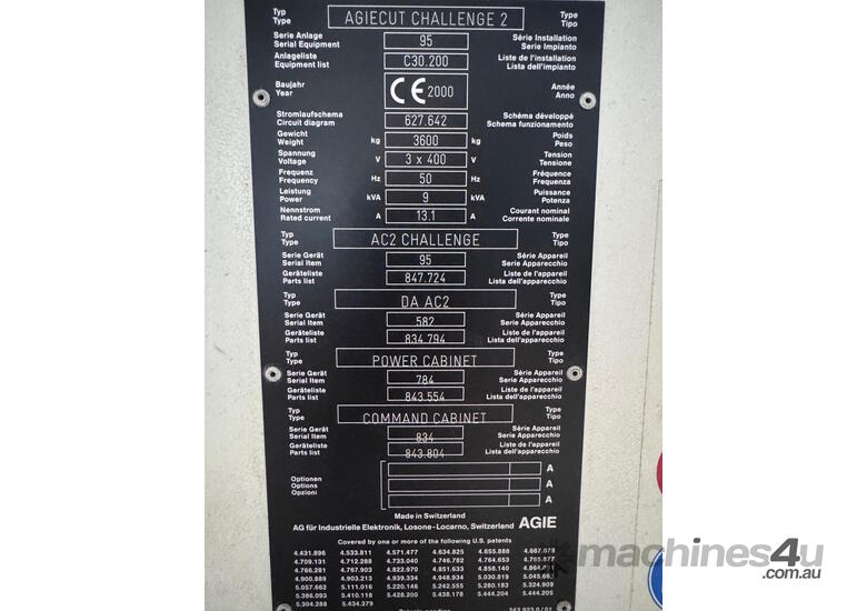 caption Agiecut Challenge 2 EDM - Precision Wire Cutting, Automatic Wire Threading, Water Bath System