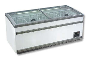 ZCD-E185S Supermarket Island Dual Temperature Freezer & Chiller with Glass Sliding Lids