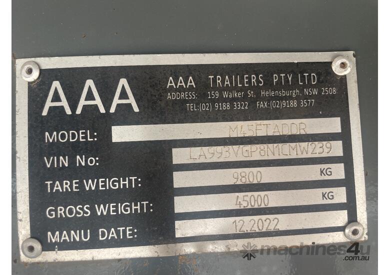 2023 AAA Trailers M45FTADDR Tri Axle Drop Deck Float