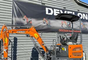 Develon Excavator DX19 with Half Hitch & Bucket Kit