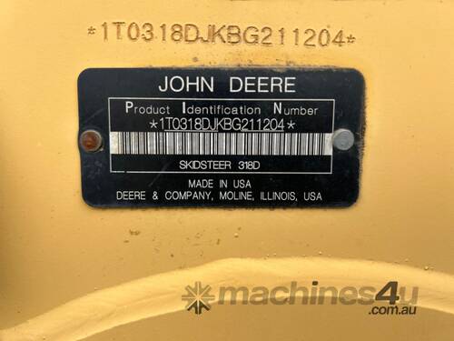 2012 John Deere 318D Wheeled Skid Steer