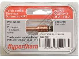 Hypertherm 45-105A Copper Plus Electrode 220777 Suits Powermax 45XP/65/85/105 (Pack of 5) - picture2' - Click to enlarge