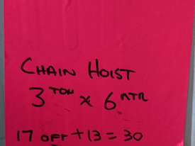 Chain Hoist Block & Tackle 3 ton x 6 mtr Drop - picture0' - Click to enlarge