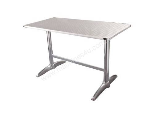 Bolero Rectangular Pedestal Table St/St Top & Alu. Rim 1200x600mm