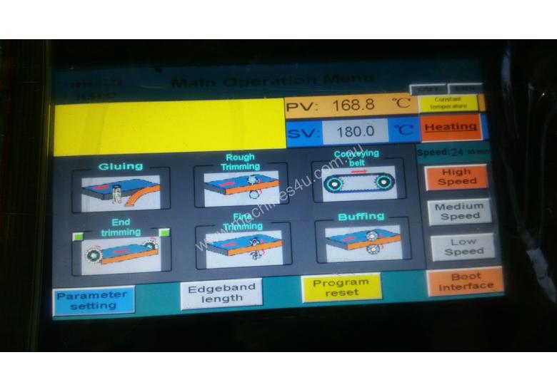 caption NANXING Touch Screen 3 speed Automatic Edgebander NBC332 with one Corner Rounding Machine