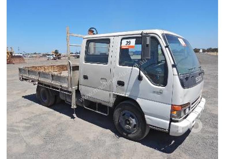 caption ISUZU NPR250 Flatbed Truck w/Crane