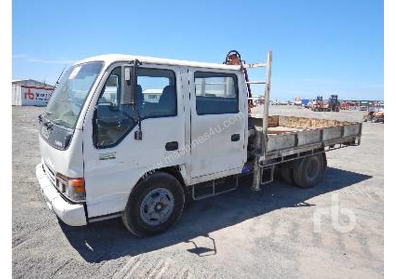 caption ISUZU NPR250 Flatbed Truck w/Crane