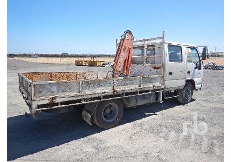 caption ISUZU NPR250 Flatbed Truck w/Crane