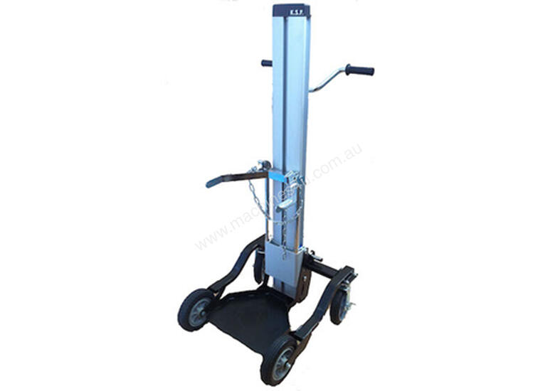 caption Lift Trolley-100/125kg-1200mm Lift-Gas Bottle Attach-2x220 & 200 Brake