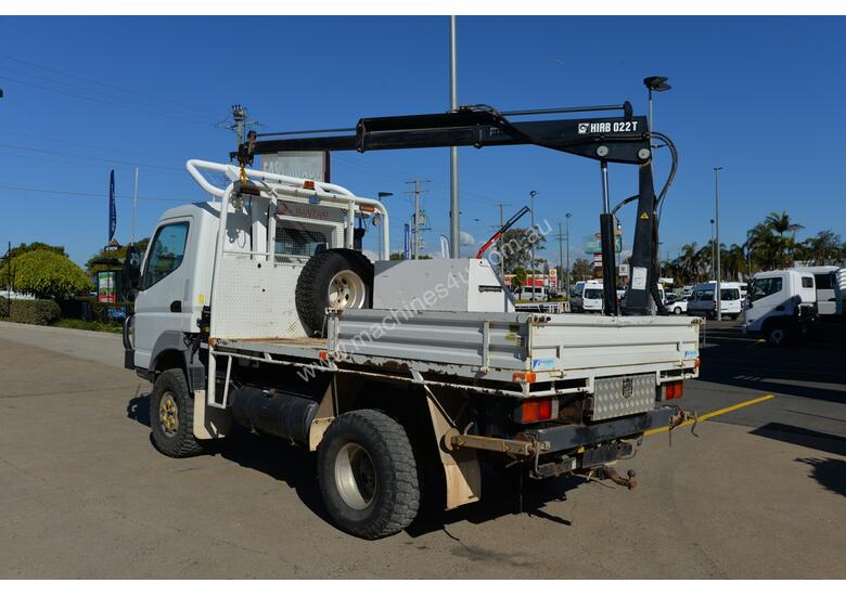 caption 2010 MITSUBISHI FUSO CANTER Tray Truck - 4X4 - Truck Mounted Crane - Tray Top Drop Sides