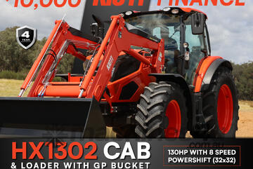 Kioti HX1302 CAB Tractor PLUS Loader + GP Bucket - *Save $10,000.00 - 0% Finance !!