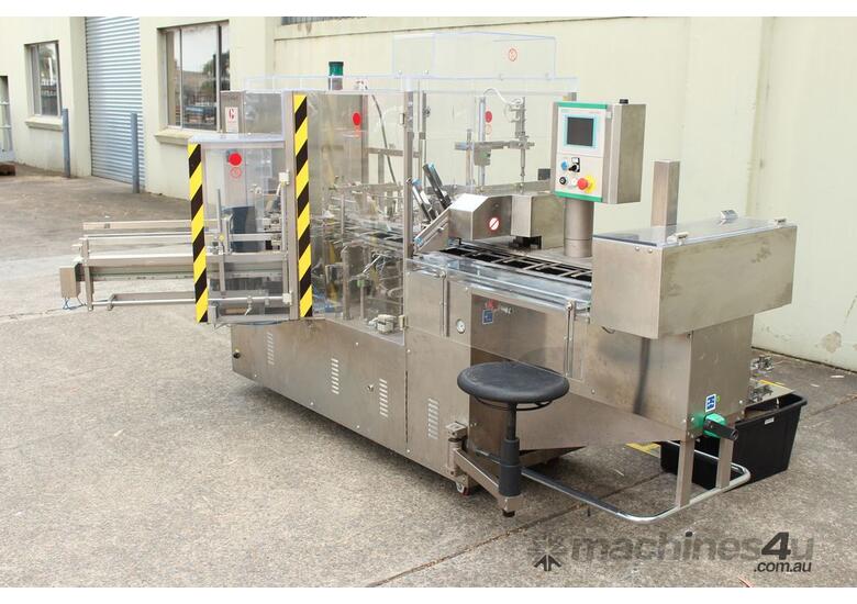 caption Automatic Intermittent Motion Vertical Cartoning Machine.