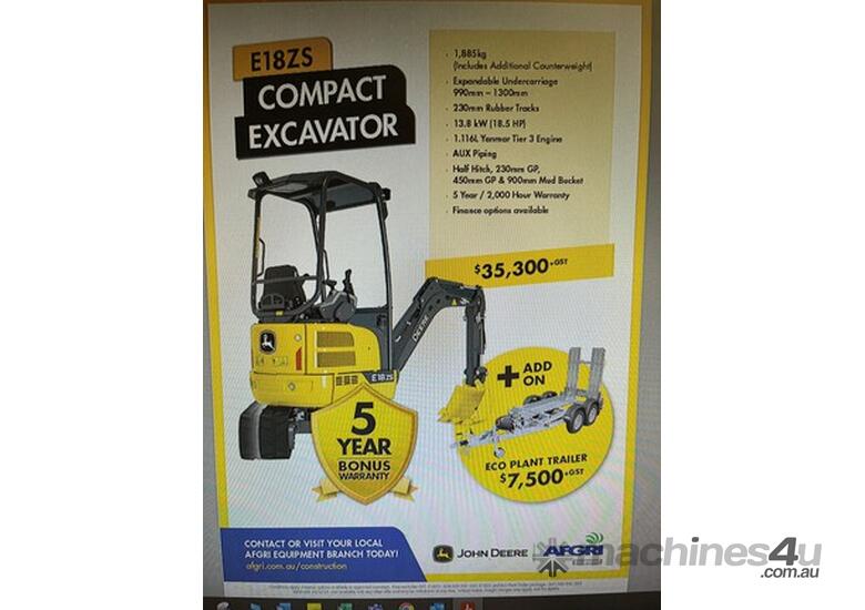 John Deere E18ZS Compact Excavators