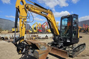 2022 SANY SY50U 5.3T ZERO TAIL EXCAVATOR WITH TILT HITCH, A/C CABIN, BUCKETS AND LOW 260 HOURS