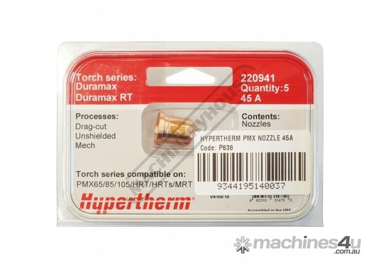 Hypertherm 45A Nozzle 220941 Suits Powermax 45XP/65/85/105 (Pack of 5)