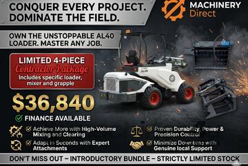 Brand   Ozziquip AL40 Mini Loader 4-in-1 with Mixing Bucket & Log Grapple 4-Piece Package