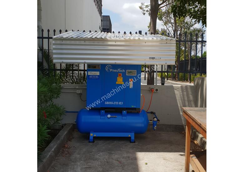 caption Pneutech 5.5hp Rotary Screw Air Compressor, Compressed Air Dryer, 270L Receiver - 5 YEAR WARRANTY