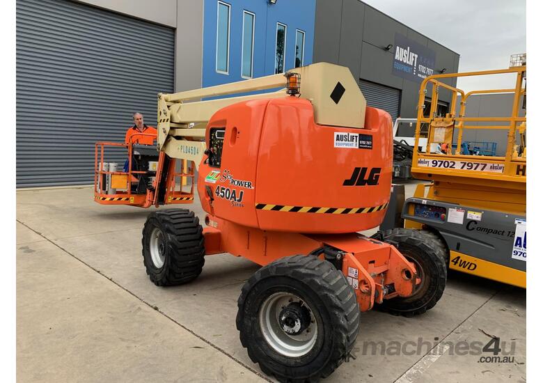 caption 2008 JLG 450AJ 45ft Knuckle Boom Lift – Flexible Reach & Exceptional Maneuverability!