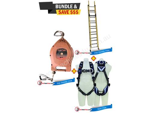 Oldfields Extension Ladder 6.4m, Exofit Safety Harness and Fall Arrestor
