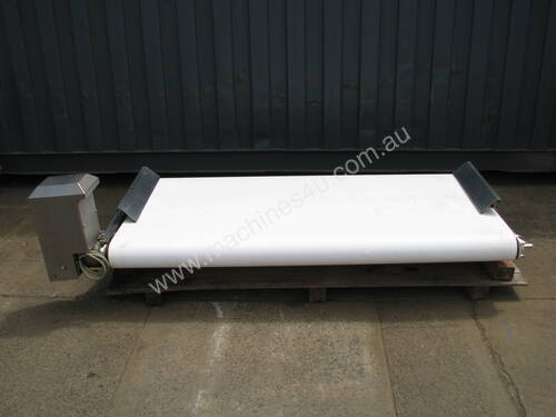 caption Stainless Motorised Wide Belt Conveyor - 0.85m long 1.7m wide