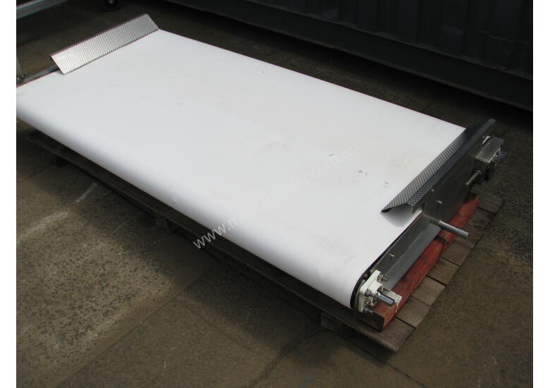 caption Stainless Motorised Wide Belt Conveyor - 0.85m long 1.7m wide