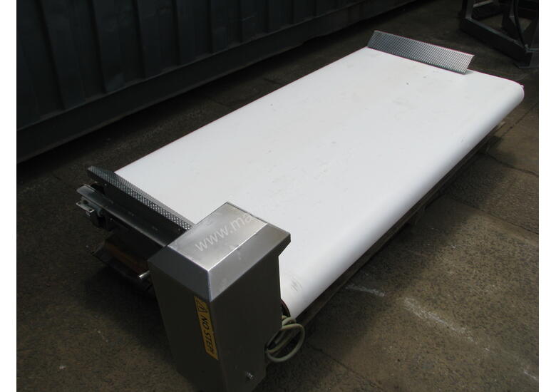 caption Stainless Motorised Wide Belt Conveyor - 0.85m long 1.7m wide