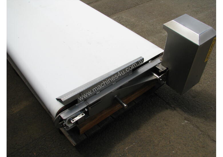 caption Stainless Motorised Wide Belt Conveyor - 0.85m long 1.7m wide