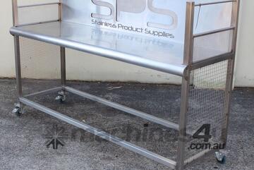 Stainless Steel Mobile Bench With Splashback