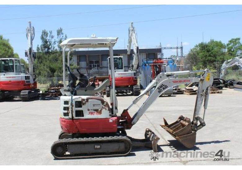 caption Takeuchi TB215 Tracked Mini Excavator 1.5T Plus 2x Digging Buckets!