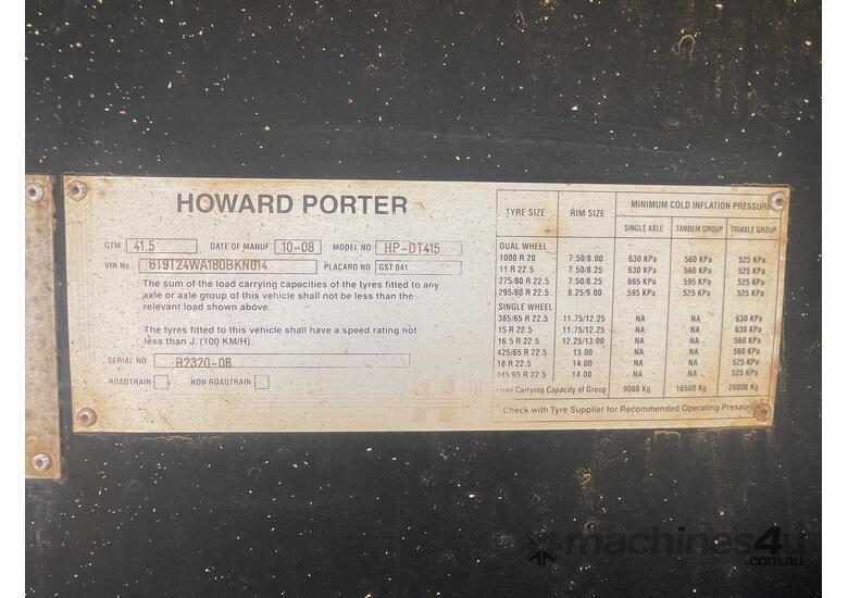 caption 2008 Howard Porter HP-DT415 Tri Axle Side Tipper