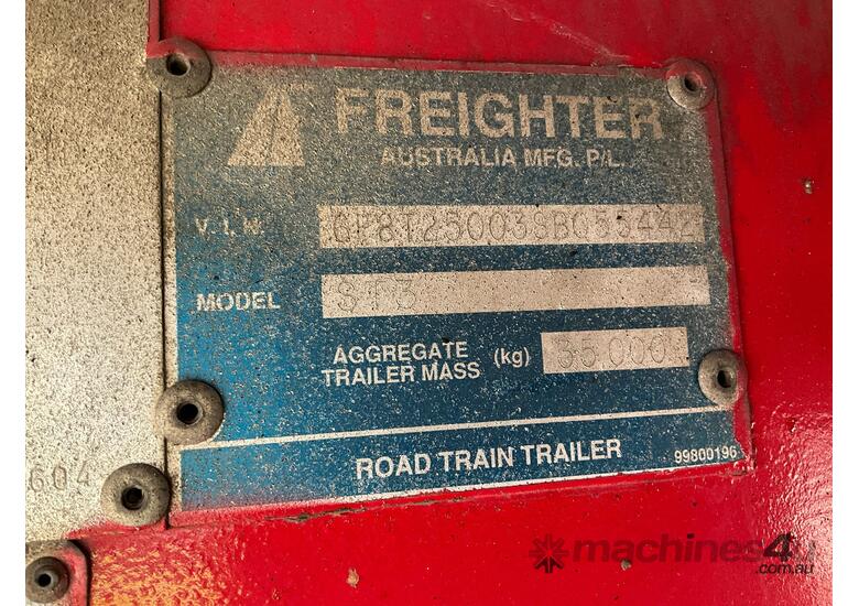 caption 1995 Freighter 24ft Tri Axle Drop Deck Curtainside A Trailer
