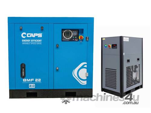 Package Deal CAPS BMF22-10 Variable Speed 22kW Rotary Screw Compressor with MKE-210 Dryer