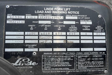 2010 Linde E16C Forklift (Electric)