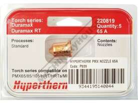 Hypertherm 65A Nozzle 220819 Suits Powermax 45XP/65/85/105 (Pack of 5) - picture1' - Click to enlarge