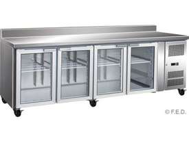 F.E.D. GN4200TNG Four Glass Door Under Bench Fridge w/Splashback - picture1' - Click to enlarge