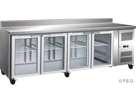 F.E.D. GN4200TNG Four Glass Door Under Bench Fridge w/Splashback - picture0' - Click to enlarge