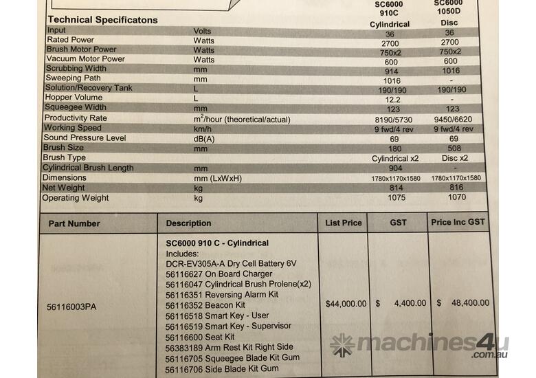 Ride On Scrubber/Dryer SC6000- 1050D
