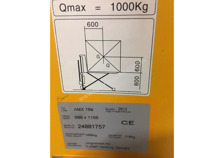 caption JUNGHEINRICH AMX 10e ELECTRO / HYDRAULIC PALLET TRUCK