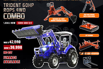 TRIDENT 60HP 4WD TRACTOR COMBO DEAL (850kg front loader lifting capacity)