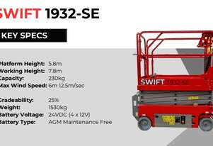 New 19ft Electric Scissor lift Swift 1932 SE