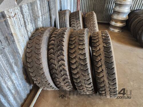 Qty of 7 11R22.5 Tyres, 5 on  Rims