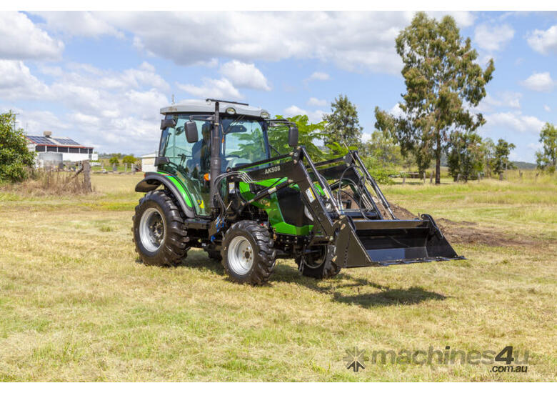 caption AgKing - 60HP Tractor A/C Cabin 4WD AK604 with FEL & 4in1 bucket and 5ft Slasher