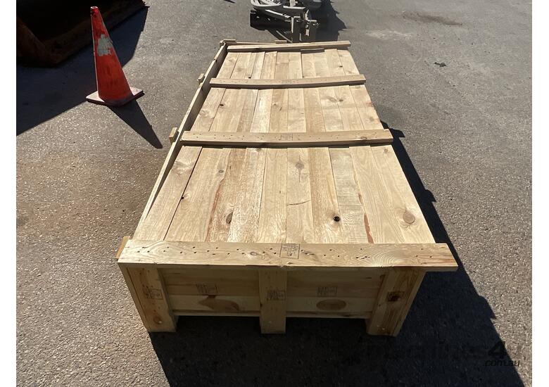 caption Crate of Assorted Hydraulic Pumps and Rod
