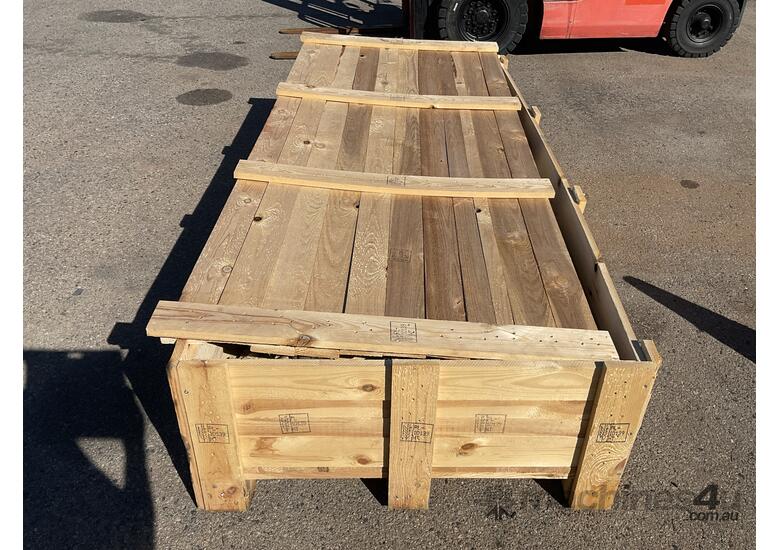 caption Crate of Assorted Hydraulic Pumps and Rod