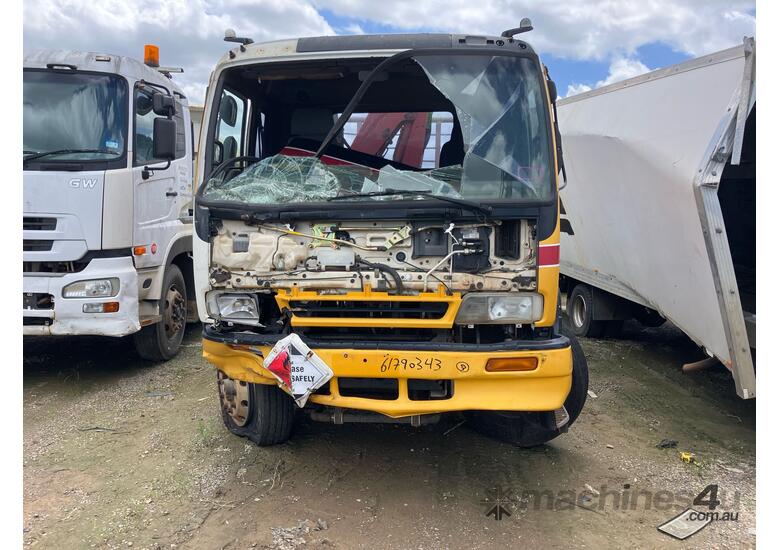caption 2003 Isuzu F3 FVZ Flatbed Crane Truck