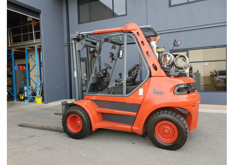 caption Linde H80T 8000 kg LPG forklift