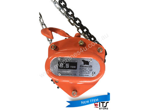 Block & Tackle Chain Hoist 0.5 Ton Manual Operation Shop Crane DS-005