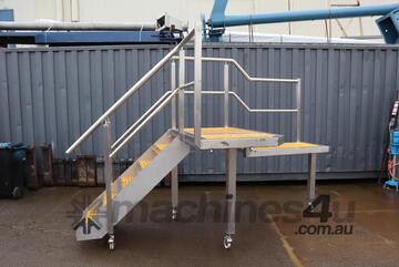 Raised 2 Tier Platform Stainless Steel Stairs Staircase Ladder - 1.25m high